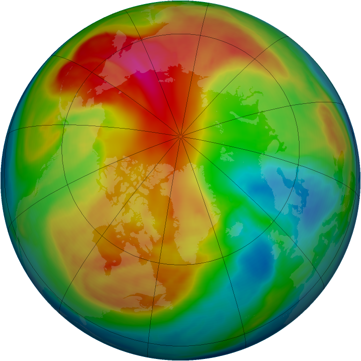Arctic ozone map for 20 February 2008